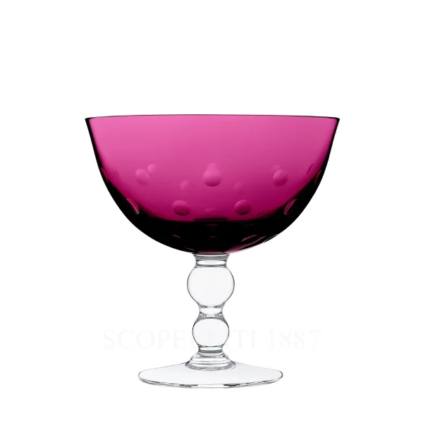 saint louis bubbles footed cup amethyst