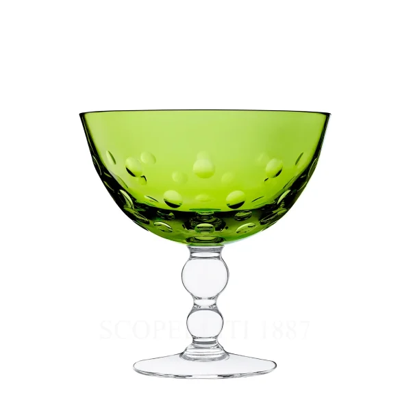 saint louis bubbles footed cup chartreuse green