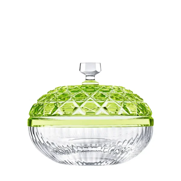 saint louis royal crystal covered bowl light green