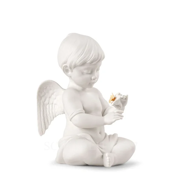 lladró angel with flower porcelain figurine