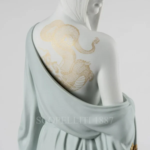 lladró beauty with dragon tattoo woman porcelain figurine