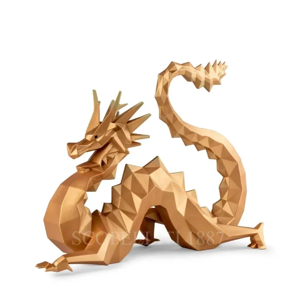 lladró dragon porcelain sculpture golden limited edition