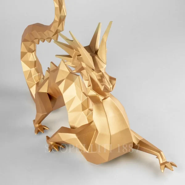 lladró dragon porcelain sculpture golden limited edition