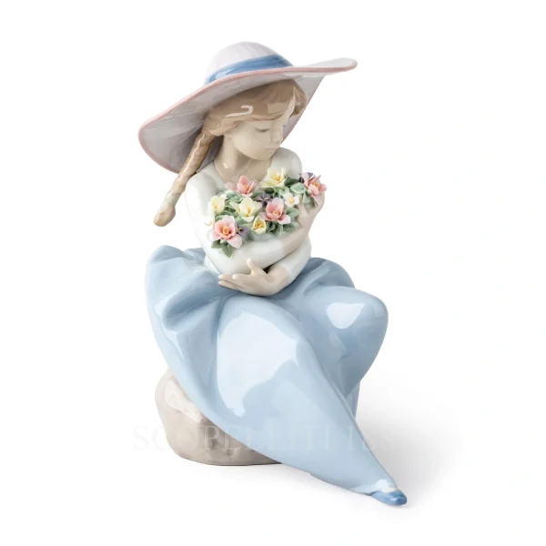 lladró fragrant bouquet girl porcelain figurine