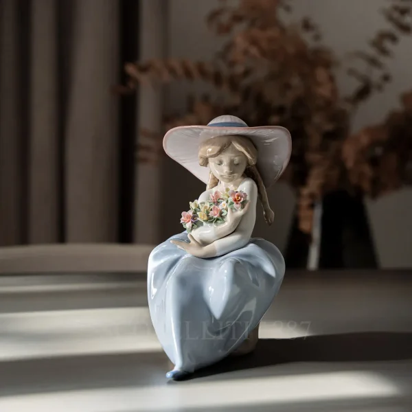 lladró fragrant bouquet girl porcelain figurine