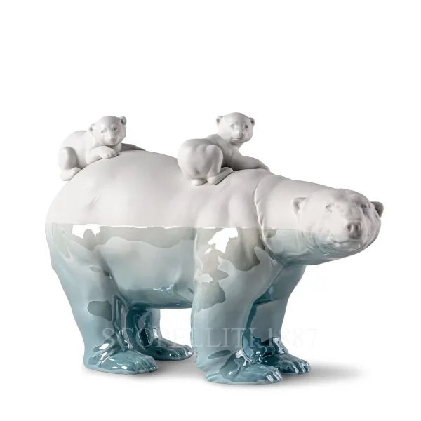 lladró mummy bear and babies underwater sculpture