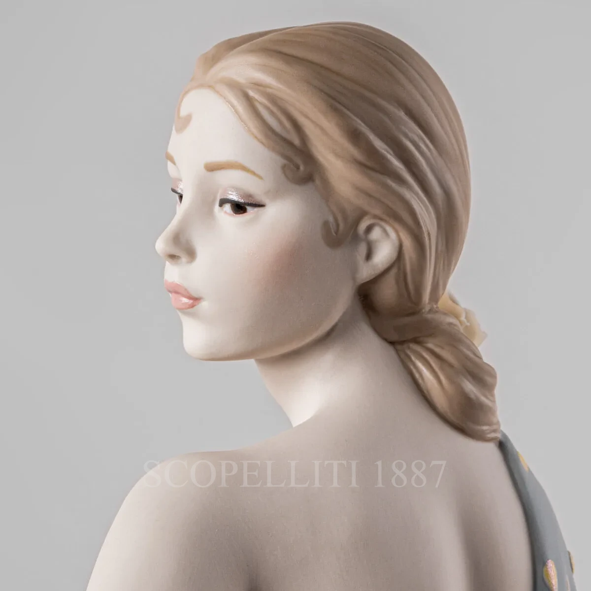lladró nude with shawl metallic porcelain sculpture