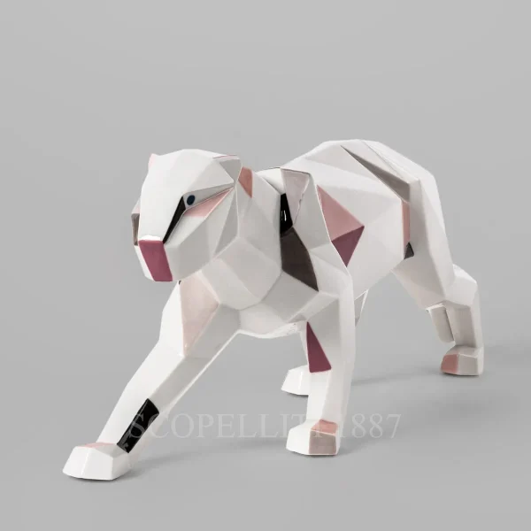 lladró origami panther porcelain sculpture multicolor