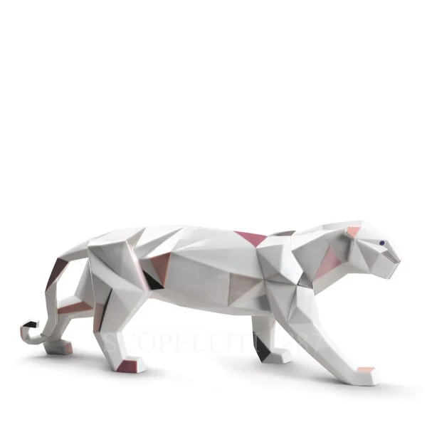 lladró origami panther porcelain sculpture multicolor