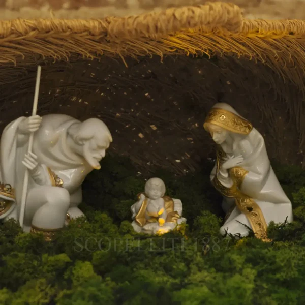 lladró porcelain nativity figurine set silent night golden lustre