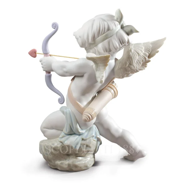 lladró straight to the heart cupid angel porcelain figurine