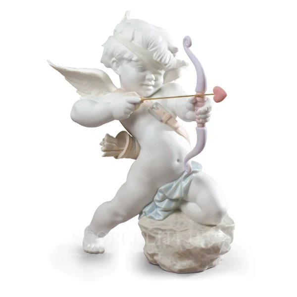 lladró straight to the heart cupid angel figurine