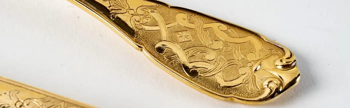 puiforcat sterling silver cutlery with gold vermeil