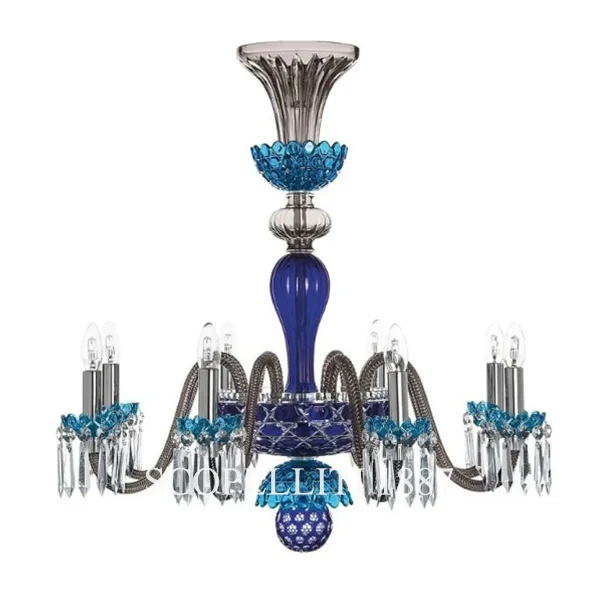 saint louis arlequin 8 light chandelier sky blue dark blue flannel grey