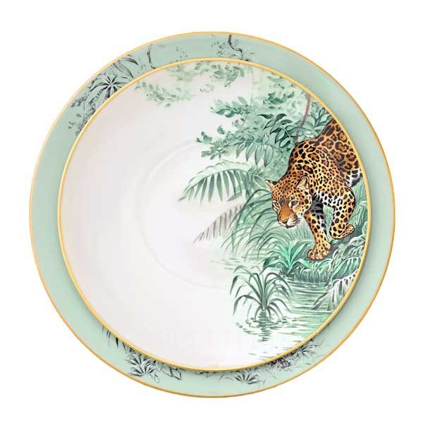 hermès carnets d’equateur richly illustrated porcelain dinnerware with equatorial wildlife motifs hermès carnets d’equateur richly illustrated porcelain dinnerware with equatorial wildlife motifs
