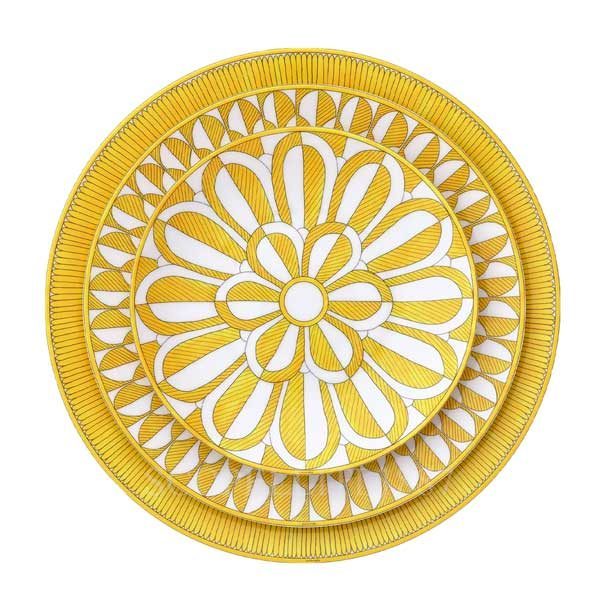 hermes soleil d’hermes yellow porcelain dinnerware set soleil d’hermès limoges porcelain dinner set with vibrant yellow sunburst design
