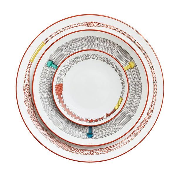 hermès tressages equestres porcelain dinnerware with braided equestrian-inspired patterns hermès tressages equestres porcelain dinnerware with braided equestrian-inspired patterns