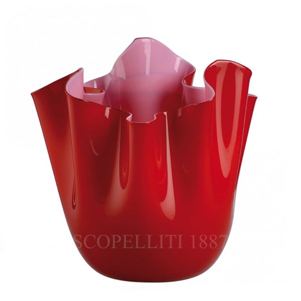 venini fazzoletto vase medium red opaque pink