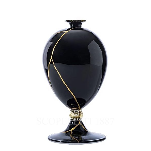 venini veronese kintsugi black vase with gold leaf