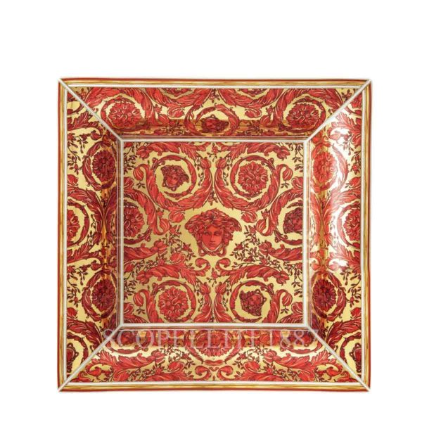 versace medusa garland red square plate 28 cm