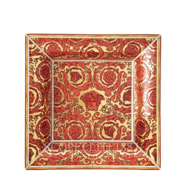 versace-medusa-garland-red-square-plate versace medusa garland red square plate 28 cm